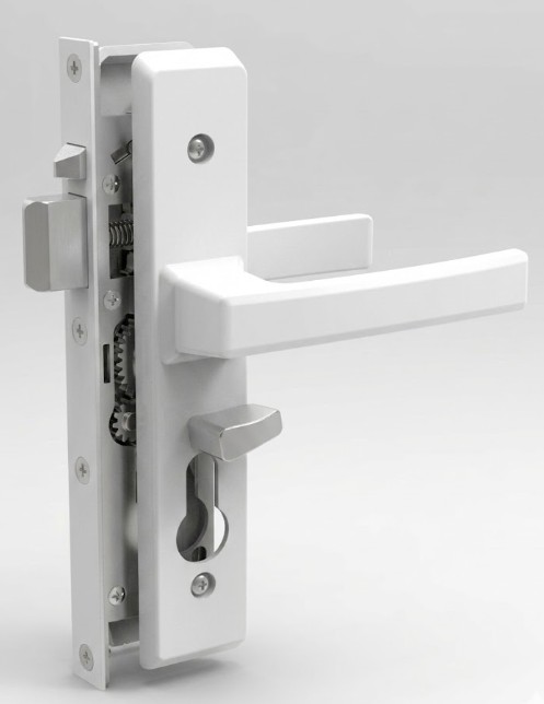 CommandeX Square Style Hinged Security Door Lock White, Internal Snib, No Cylinder Sell Qty 1 = Box of 10
