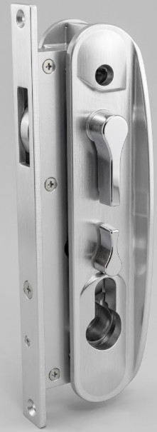CommandeX Round Style Sliding Security Door Lock. Silver, Internal Snib, No Cylinder